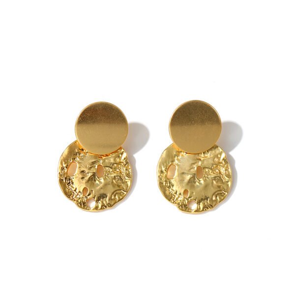 Round Disc Irregular Pattern Earrings