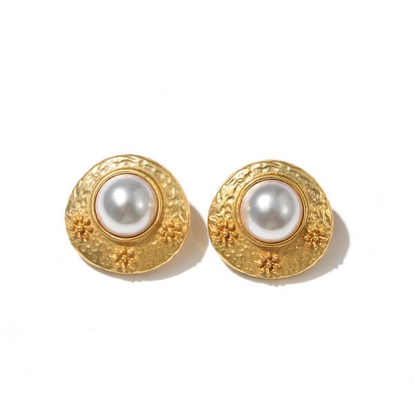 Vintage Embossed Pearl Earrings
