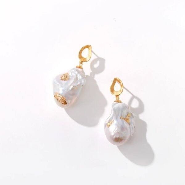 Gold-plated Baroque Pearl Earrings