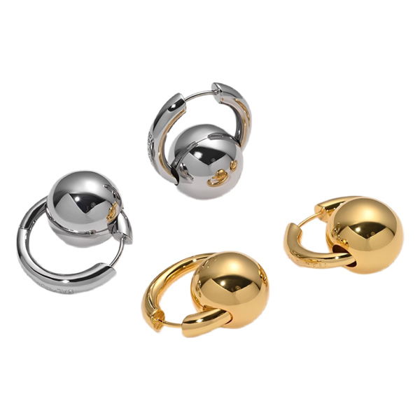 Minimalist style metal ball earrings
