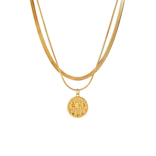 Double-layered Evil Eye Snake Bone Necklace