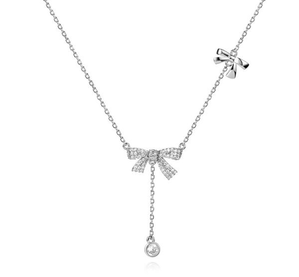 Delicate bow tassel necklace