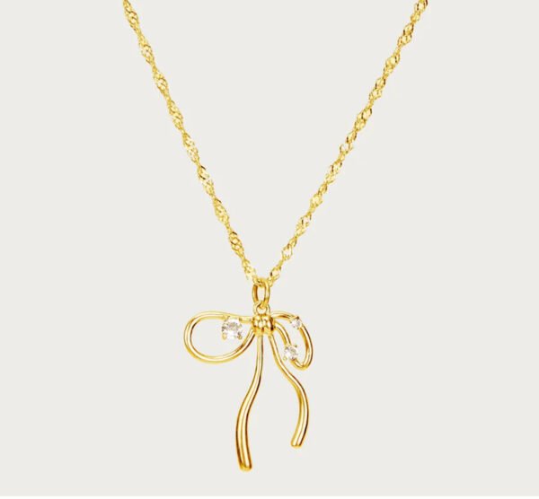 Delicate ribbon knot clavicle necklace