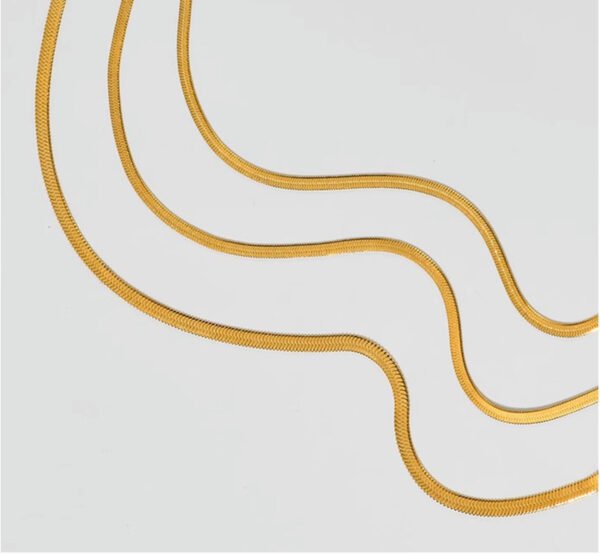 Flat Gold Snake Bone Chain Necklace