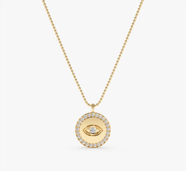 Micro-paved zircon evil eye pendant necklace