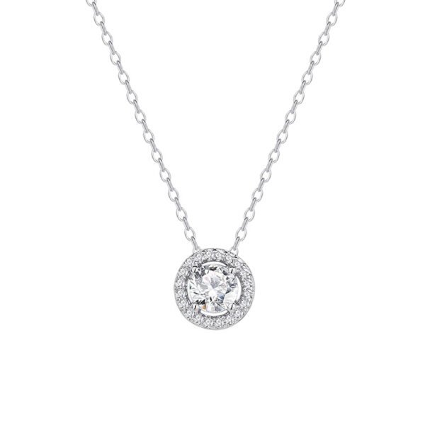 Solo round zircon pendant clavicle chain