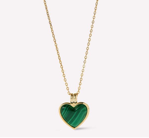 Natural Malachite Heart Pendant Necklace