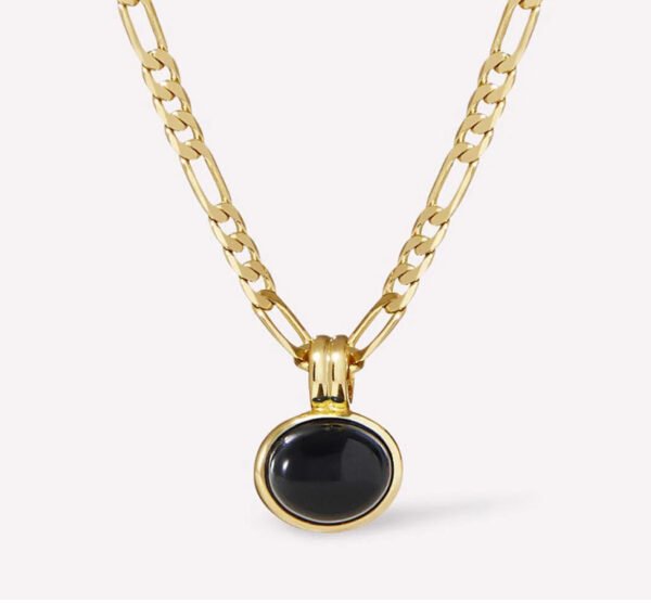 Oval Black Agate Pendant Necklace