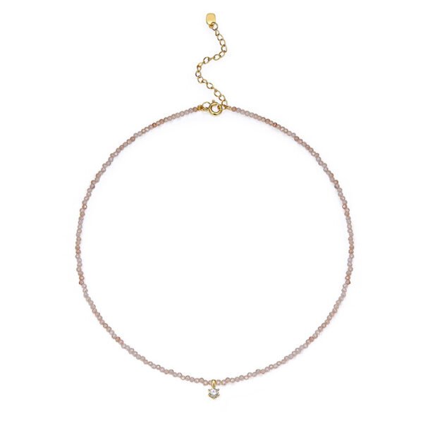 Faceted champagne-colored crystal zircon clavicle necklace