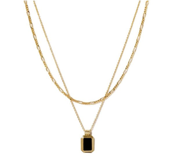 Vintage Black Agate Double Layer Necklace