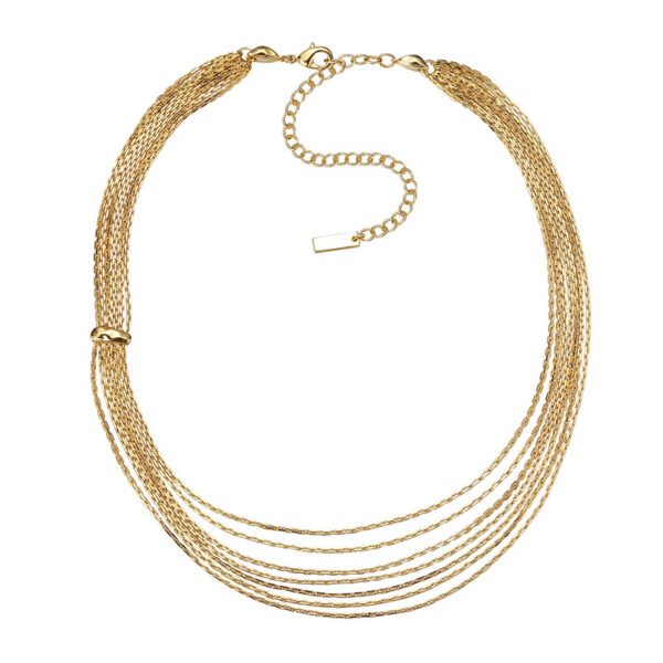 Gold and silver multi-layered tassel necklace