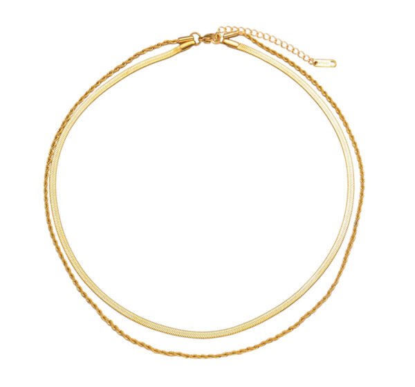 Double-layered snake bone chain braided chain necklace