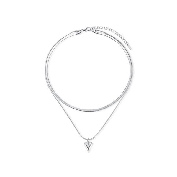 Double-layered heart-shaped snake chain necklace