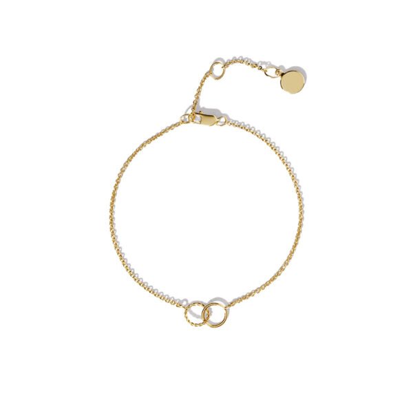 Braided double-ring interlocking circle bracelet