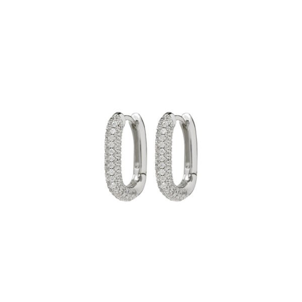 Sparkling plain hoop earrings inlaid with zircon