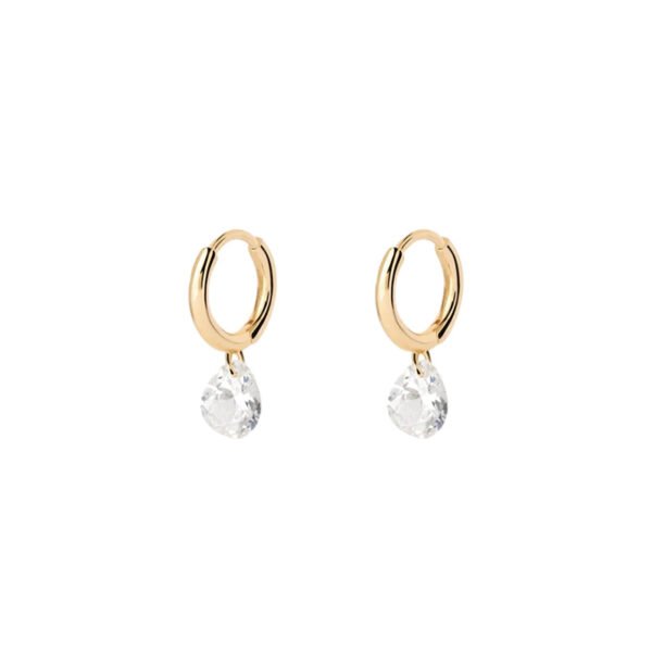 Simple single diamond pendant earrings