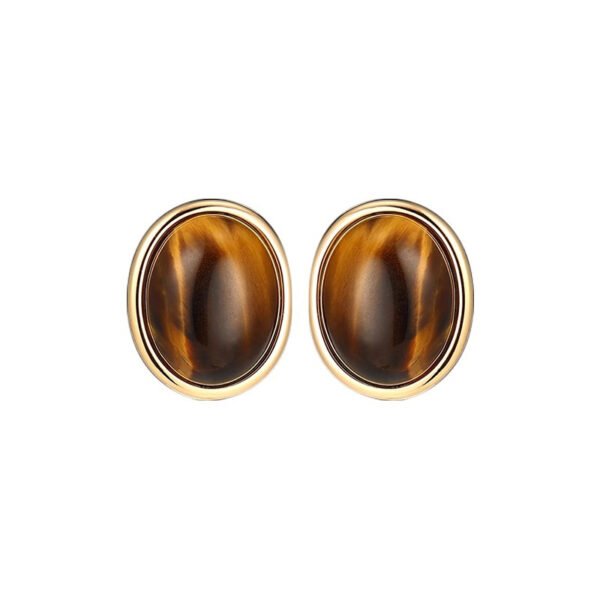 Oval Tiger Eye Earrings