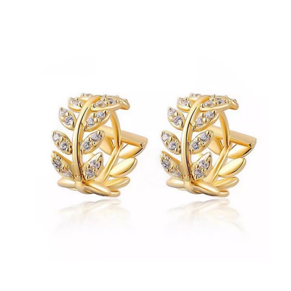 Leaf Zircon Hoop Earrings