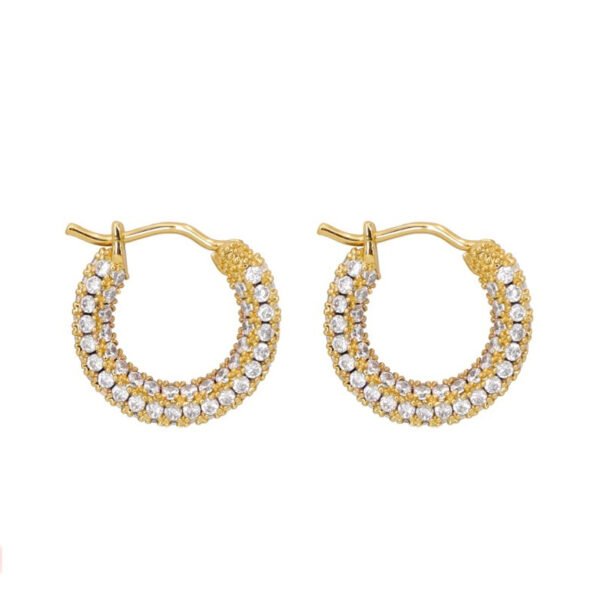 French vintage style full diamond hoop earrings