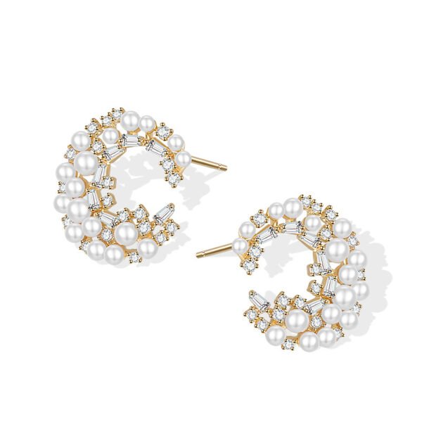 Moon Pearl Diamond Earrings