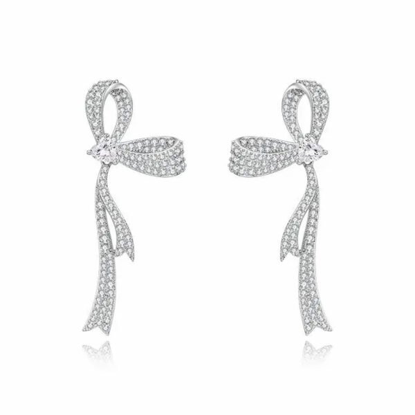 Delicate butterfly ribbon knot diamond stud earrings