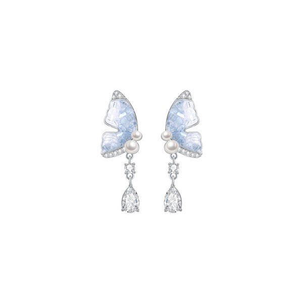 Ice Crystal Butterfly Pearl Tassel Earrings