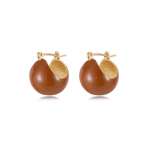 Maillard-style hemispherical enamel drip earrings