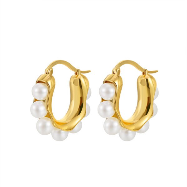 French Elegant U-Shaped Pearl Earrings