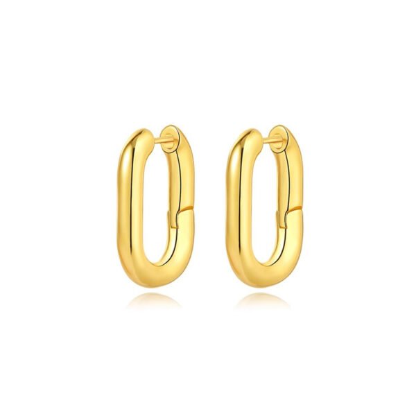 Simple Oval Metal Hoop Earrings