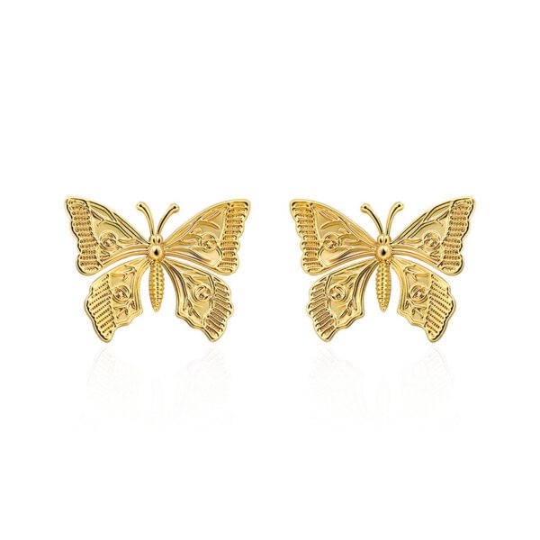 Vintage Metal Textured Butterfly Earrings