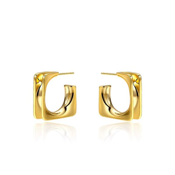 Retro minimalist metal square earrings