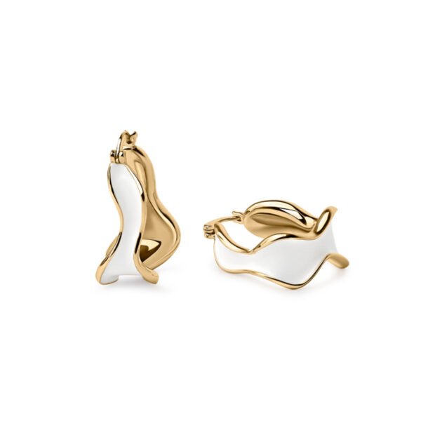 Irregular white enamel drop earrings