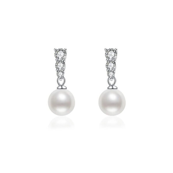 High-end sterling silver earrings with diamonds and pearls