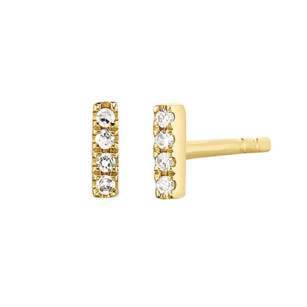 Simple Sterling Silver Diamond-Studded Geometric Earrings