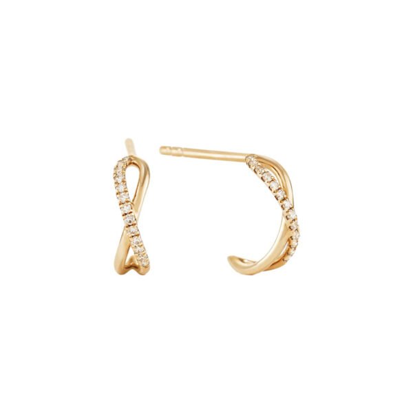 Zircon-set X-shaped hoop earrings