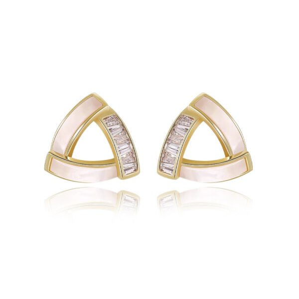 Triangular white mother-of-pearl and zircon earrings