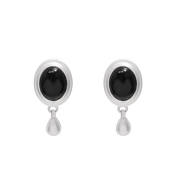 White mother-of-pearl & black agate teardrop earrings