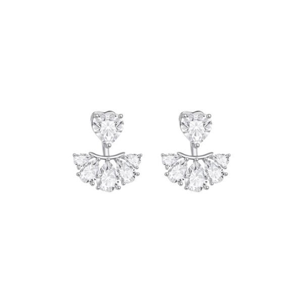 Design-inspired zircon heart-shaped fan-shaped pendant earrings