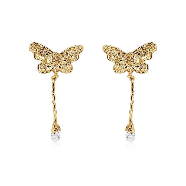 Delicate butterfly tassel zircon stud earrings
