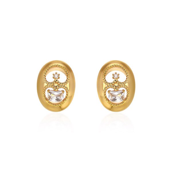 French retro super sparkly zircon openwork earrings