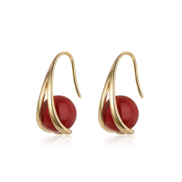 French red pearl Drop Earrings