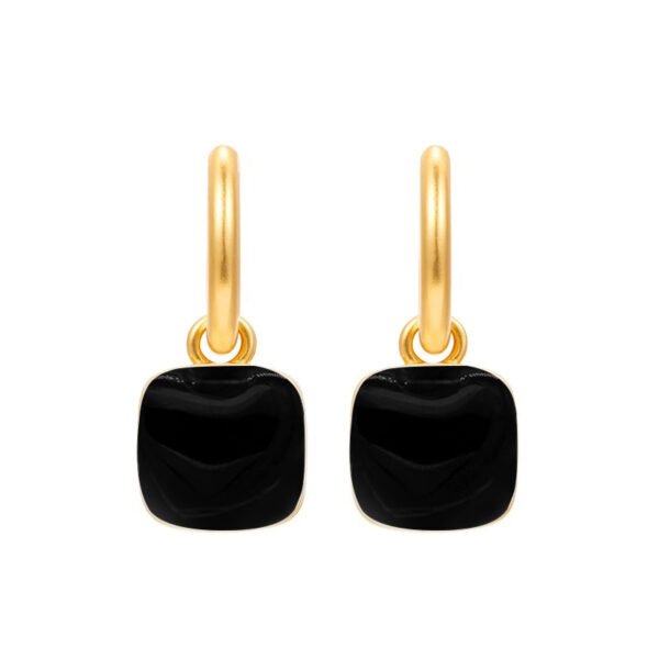 Square enamel drip earrings