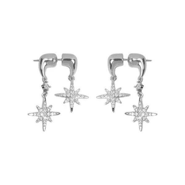 Exquisite eight-pointed star diamond stud earrings